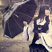 Splendida Black Bow organza White Lace Gothic Lolita Umbrella
