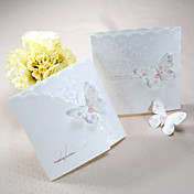 la primavera de la mariposa de tres veces invitación de la boda (juego de 50)