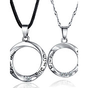 Nice Silver/Hide Rope With Platinum Plated  Lovers' Fashion Necklace