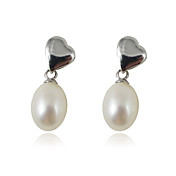 Wunderschöne 925 Sterling Silber mit Herz Perle Ohrringe