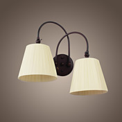 elegant stil væglampe med 2 lys i hvidt skygge