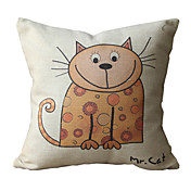 Smile Cat Print Decorative Pillow Cover