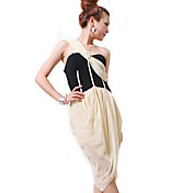 Zhi Yuan een schouder Splicing Contrast Color Dress