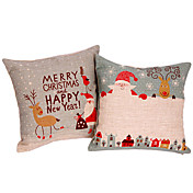 Conjunto de 2 Tampa dos desenhos animados travesseiro Natal Algodão / Linho decorativa
