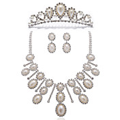 Magnifique perle d'imitation alliage de mariage bijoux de mariée set y compris le collier, boucles d'oreilles et un diadème