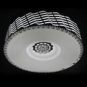 40W Classic Round Flush Mount Light with Sculptured Stainless Steel Shade in Wavy Lines Design(T6 Light Tube)
