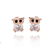 Unique Rose plaqué or Boucles d'oreilles en cristal de conception de hibou