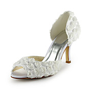 Gorgeous Satin Stiletto Heel Peep Toe With Flowers Wedding Shoes (More Colors)