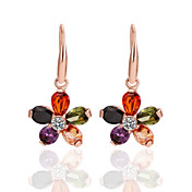 Unique Rose Gold Plated Flower Cut Crysta Earrings(More Colors)