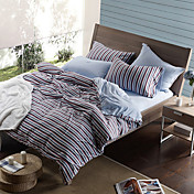 4pcs helen Streifen Baumwolle Jersey Bettbezug Set
