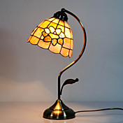 40W Traditionel Tiffany bordlampe med blomster Stained Glass Shade i Arc Arm Style