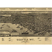 Printed Art Landscape Seattle by Vintage Apple Collection
