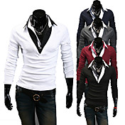 Men's Causal Thin Contrast Color Long Sleeve T-shirt
