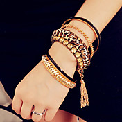 Women's Vintage Leopard Layered Bracelet with Tassel
