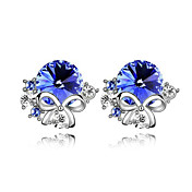 Unik Alloy Round Crystal Stud Earring (Flere farger)