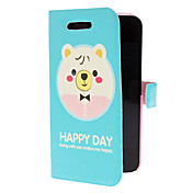 Lovely Green Kitten Pattern PU Leather Case for iPhone 4