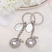 Personalized Apple Design Keyring With Rhinestone (Set of 4 Pieces)