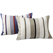 Conjunto de 2 Stripe fronha decorativa Blue & Khaki