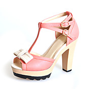 Leatherette Chunky Heel Peep Toe With Bowknot / Buckle Party / Evening Shoes (More Colors)