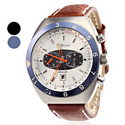 Hombres Estilo Calendario analógica cuero reloj de pulsera mecánico (Brown)