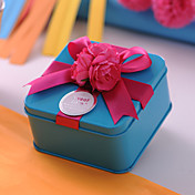 Cuboid Metal Favor Tin With Satin Flower (Set of 6)