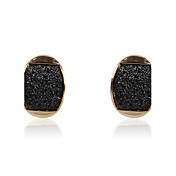 Elegante Alloy Kristall Oval Schwarz Ohrringe