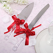 Personnalisé Fleurs Satin Wedding Cake Knife et serveurs