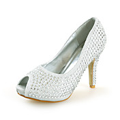 Silk Stiletto Heel Peep Toe With Rhinestone Party / Evening / Wedding Shoes (More Colors)
