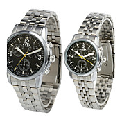Fashion Alloy Glass Round Couples' Watches (A Pair)