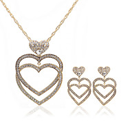 Heart-shaped 18K Gold Plated And  Czech Rhinestones Jewelry Set Including Necklace And Earrings