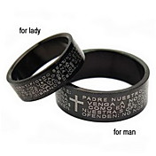 Cruz con escritura de titanio anillo de acero pareja (1 PCS)
