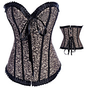 Floral Satin Classic Lolita Corset with Ruffle Trim