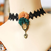 Handmade ancien manoir Vert et Orange Blossom Lace Country Lolita collier