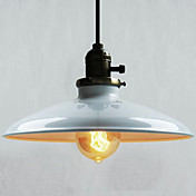 60W Luz Pingente contemporânea com Branco Metal Sombra Plate, em Campo Estilo