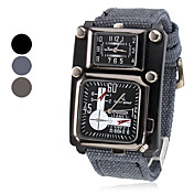Menns Fabric Analog Multi-Movement Quartz armbåndsur (2 tidssone, assorterte farger)