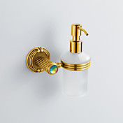 Antique Style Colorful Crystal Decorated Ti-PAD Finish Brass Round Shape Liquid Soap Dispenser Rack