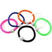Candy Color Leather Zircon Ball Bracelet(Assorted Colors)