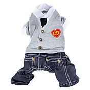 Cute British College Style Pet Cotton and Jeans Dress for Dogs