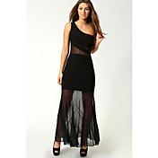 Ene skulder netindsatsen Fishtail Maxi Dress (Bust :86-102cm Talje :58-79cm Hip :90-104cm Længde: 178cm)
