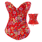 Red Floral Coton Pays Lolita Corset