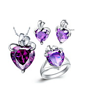 18K Lovely Rhinestone med blå krystaller forgyldt Kvinders Herunder vedhæng Øreringe Ringe