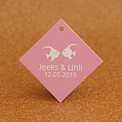 Personalized Rhombus Favor Tag - Kissing Fish (Set of 30)