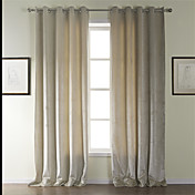 (Two Panels) Classic Polyester Cotton Blend Texture Blackout Curtains