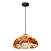 80W kunstnerisk Tiffany Pendel med farverige Nature Shell Materiale Integreret Shade