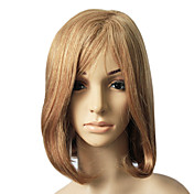 Real de 100% cabelo humano castanho comprimento médio peruca de cabelo reto