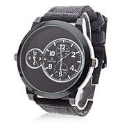 Mænds Fabric analog kvarts armbåndsur (2 Time Zone, Sort)