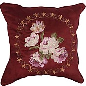 Country Elegant Floral Faux Suede Decorative Pillow Cover