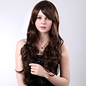 Capless lenge høykvalitets syntetisk Brown Curly Side Bang Wings