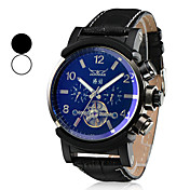 Mannen Kalender stijl pu analoge mechanisch horloge (verschillende kleuren)