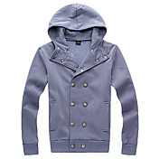 Man's Cotton Double-Row Button Hoodie with Cap(Assorted Colors)